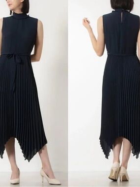 Nanette Lepore Pleated Mock Neck Handkerchief Midi Dress 8